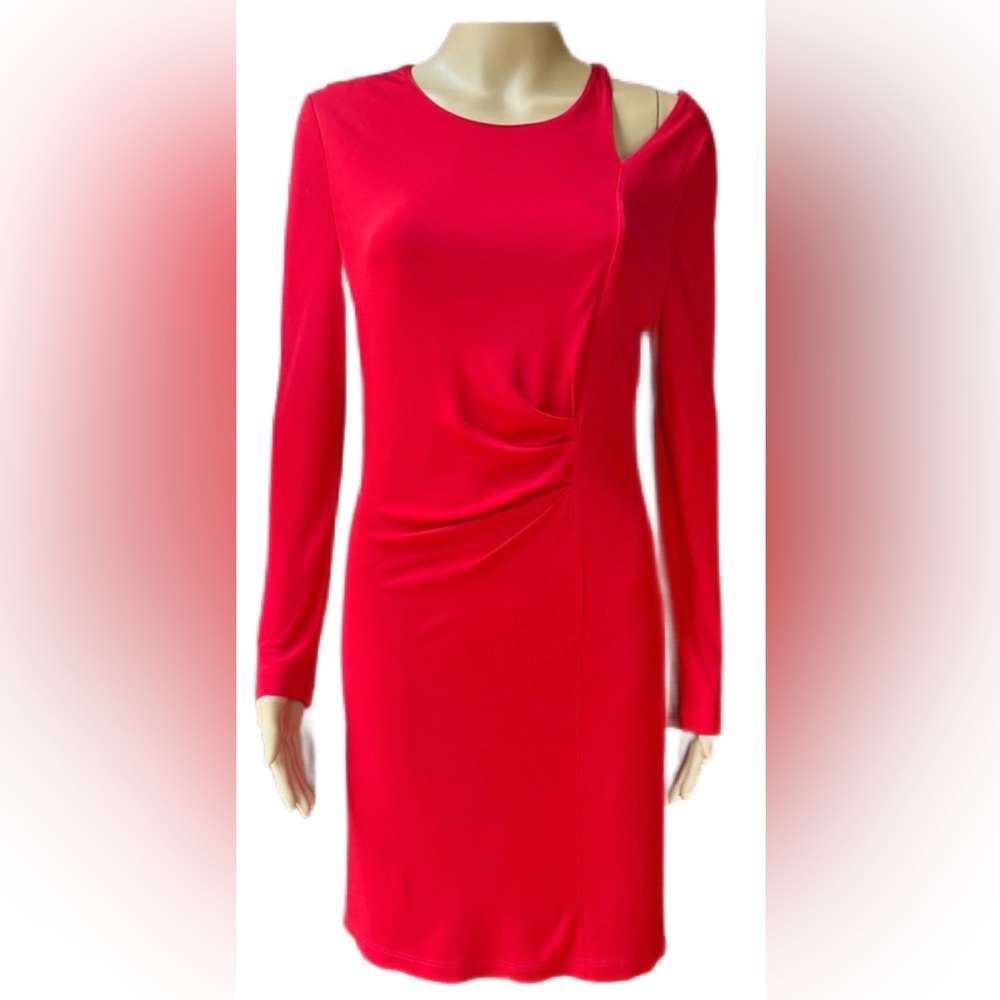 JUST CAVALLI Crew Neck Red Jersey Dress Size IT44, US 8